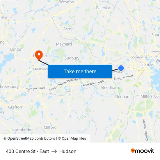 400 Centre St - East to Hudson map