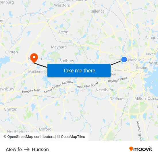 Alewife to Hudson map