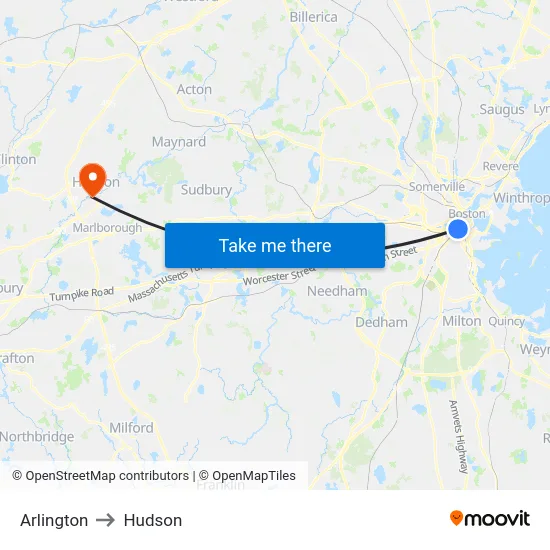 Arlington to Hudson map