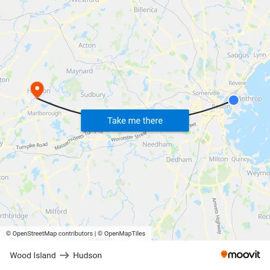 Wood Island to Hudson map