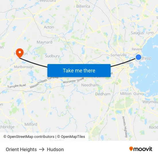 Orient Heights to Hudson map