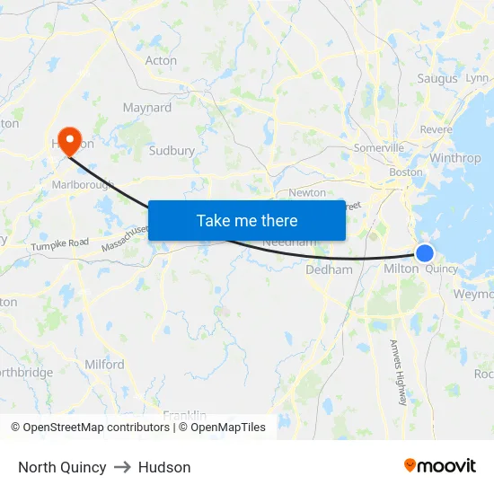 North Quincy to Hudson map