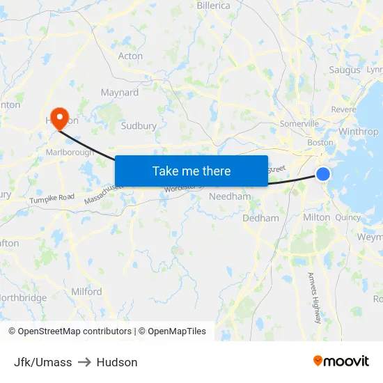 Jfk/Umass to Hudson map