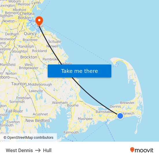 West Dennis to Hull map