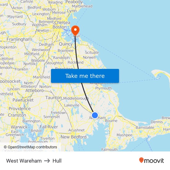 West Wareham to Hull map