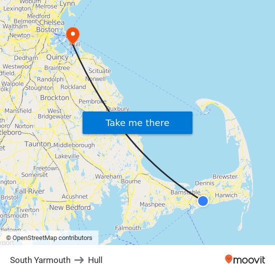 South Yarmouth to Hull map