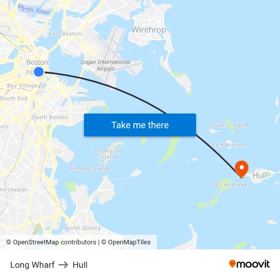 Long Wharf to Hull map