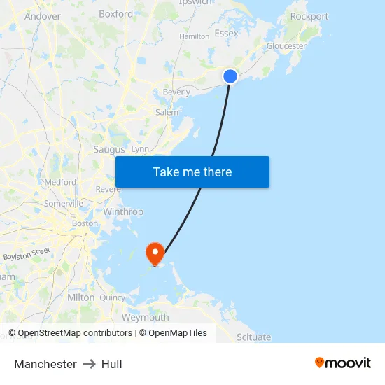 Manchester to Hull map