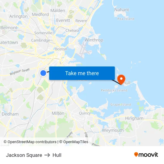 Jackson Square to Hull map