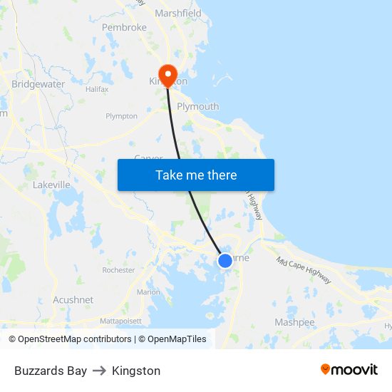 Buzzards Bay to Kingston map