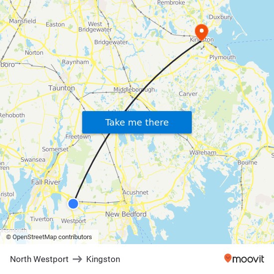 North Westport to Kingston map