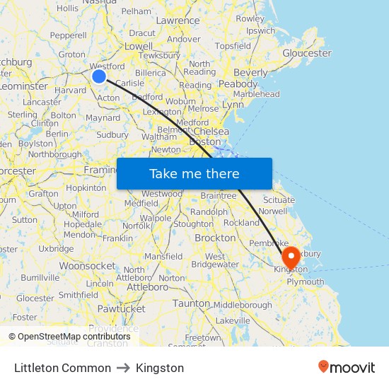 Littleton Common to Kingston map