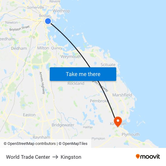 World Trade Center to Kingston map