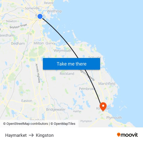 Haymarket to Kingston map