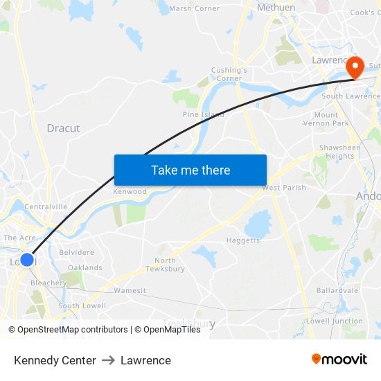 Kennedy Center to Lawrence map