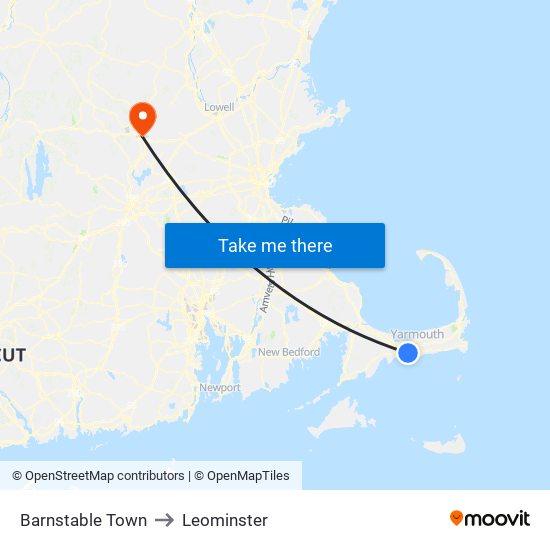 Barnstable Town to Leominster map