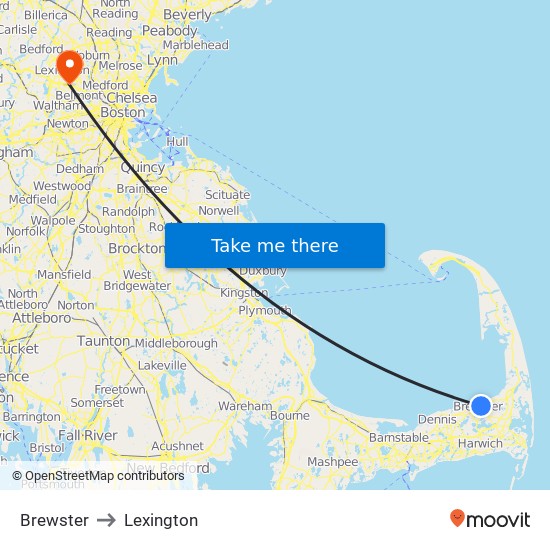 Brewster to Lexington map