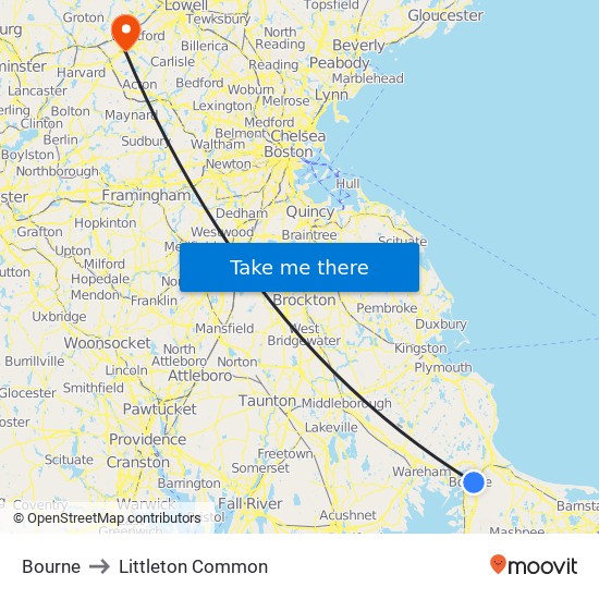 Bourne to Littleton Common map
