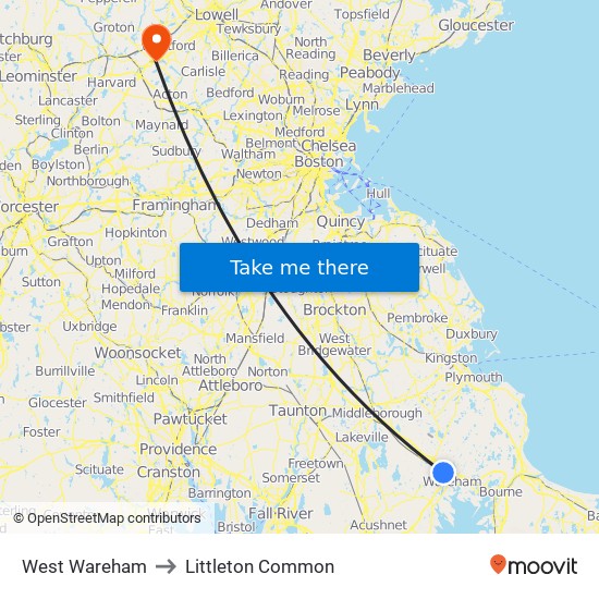 West Wareham to Littleton Common map