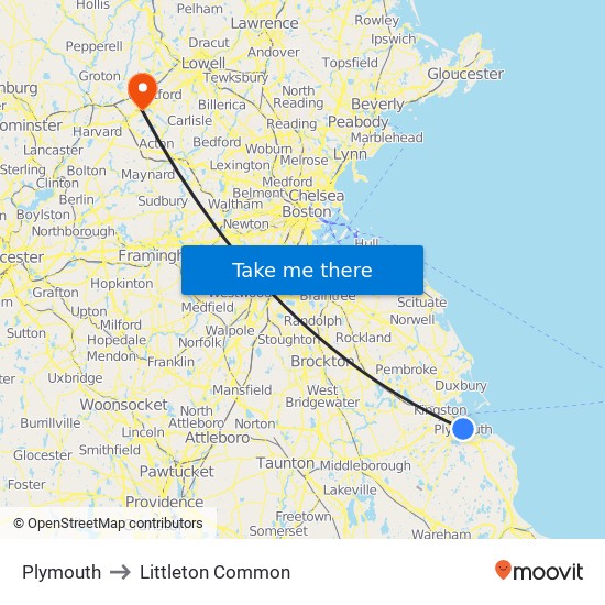 Plymouth to Littleton Common map