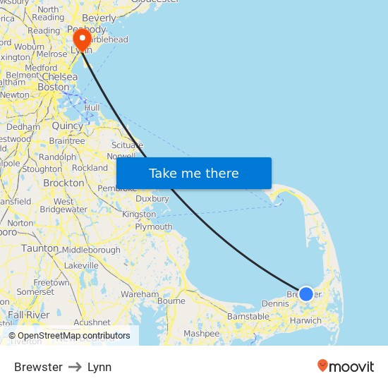 Brewster to Lynn map