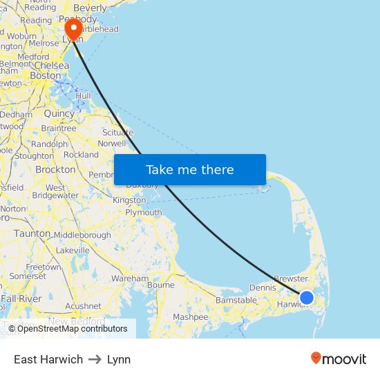 East Harwich to Lynn map