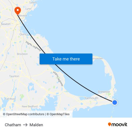 Chatham to Malden map