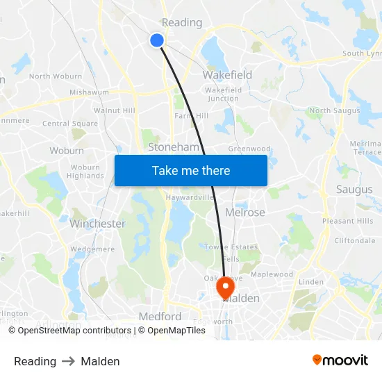 Reading to Malden map
