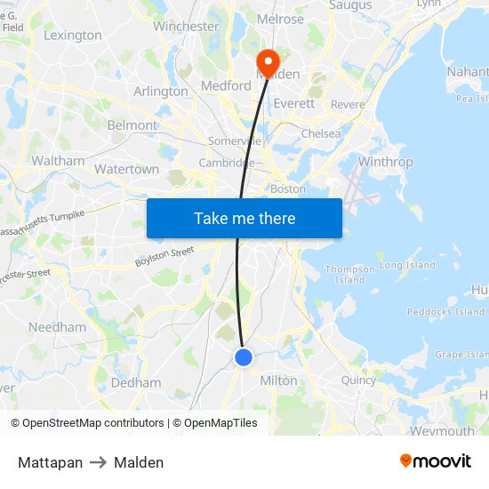 Mattapan to Malden map