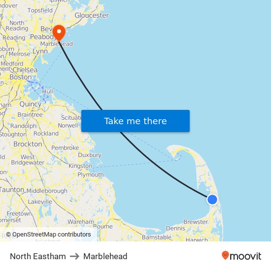 North Eastham to Marblehead map