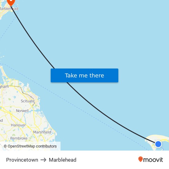 Provincetown to Marblehead map