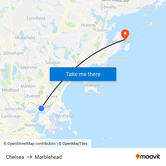 Chelsea to Marblehead map