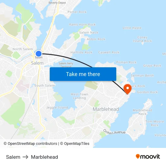 Salem to Marblehead map