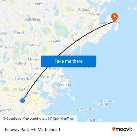 Fenway Park to Marblehead map