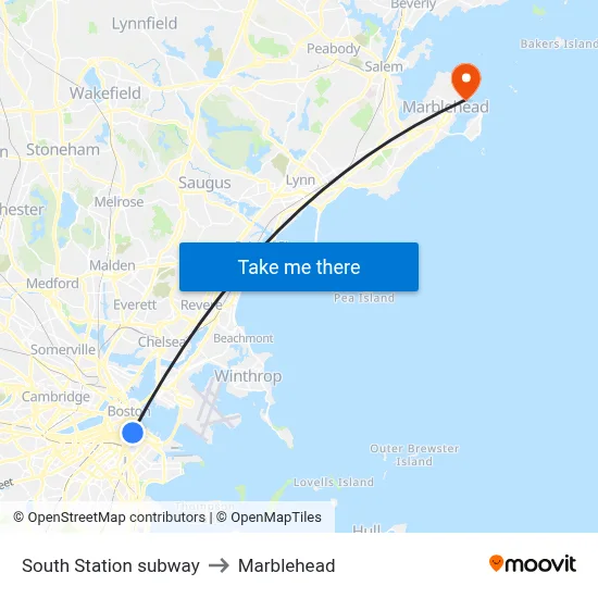 South Station subway to Marblehead map