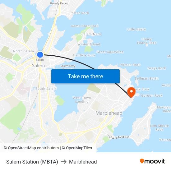Salem Station (MBTA) to Marblehead map