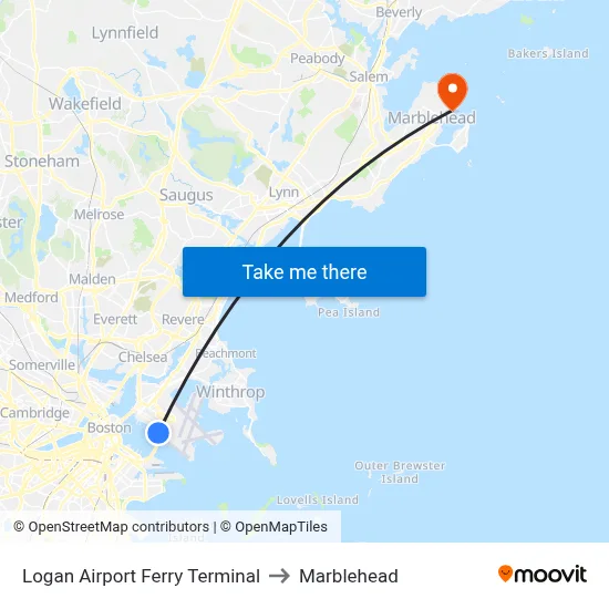 Logan Airport Ferry Terminal to Marblehead map