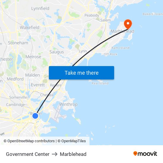 Government Center to Marblehead map