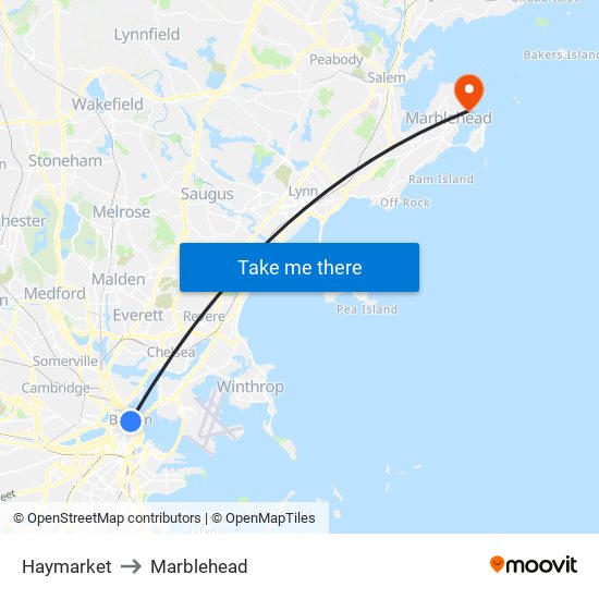 Haymarket to Marblehead map