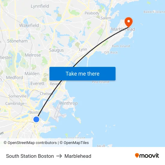 South Station Boston to Marblehead map