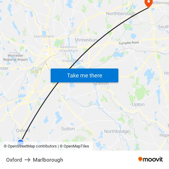 Oxford to Marlborough map