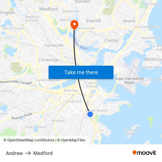 Andrew to Medford map