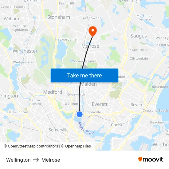 Wellington to Melrose map