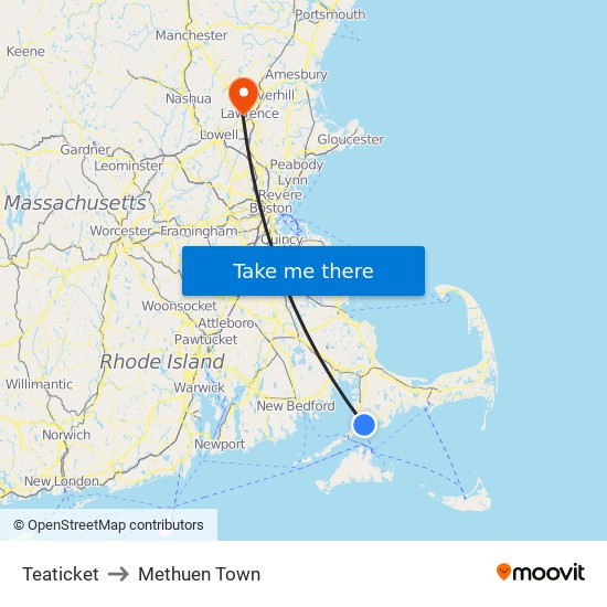 Teaticket to Methuen Town map