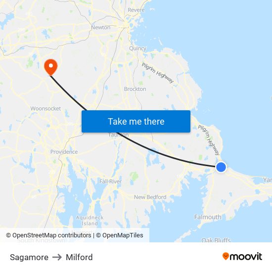 Sagamore to Milford map
