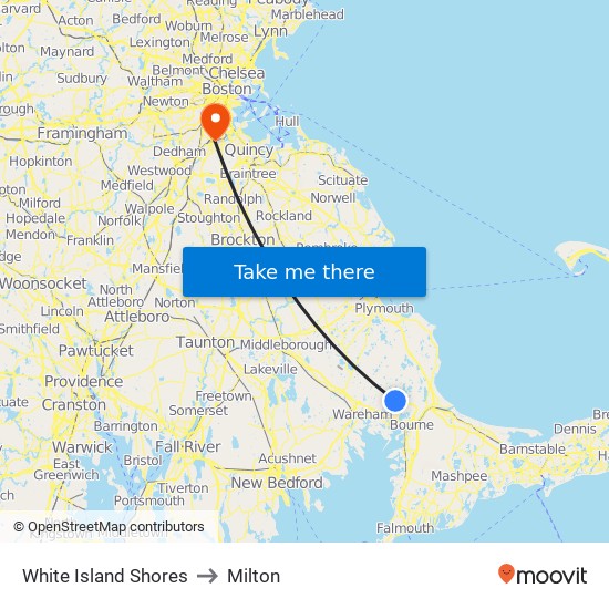 White Island Shores to Milton map