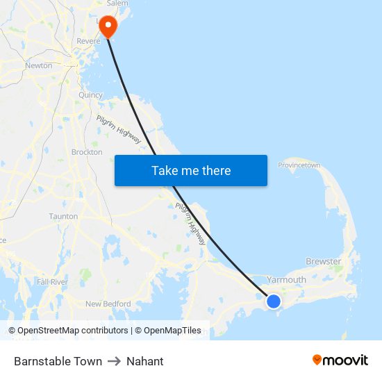 Barnstable Town to Nahant map