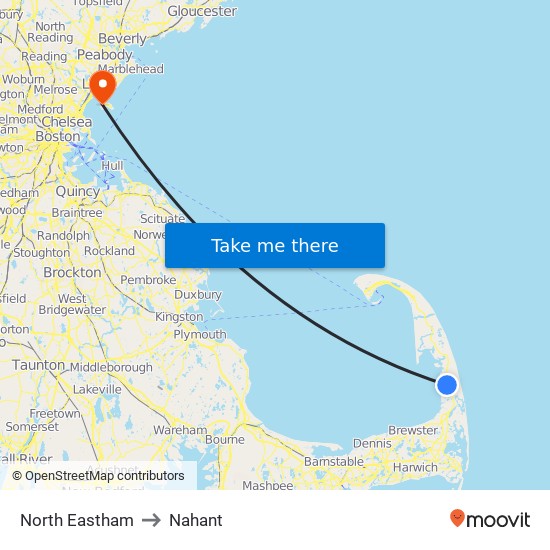 North Eastham to Nahant map