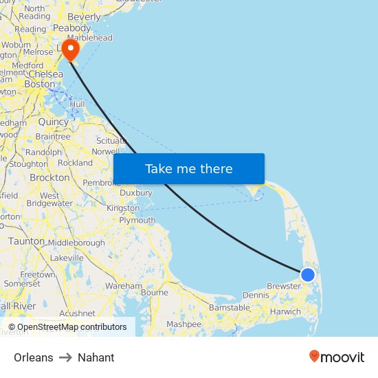 Orleans to Nahant map
