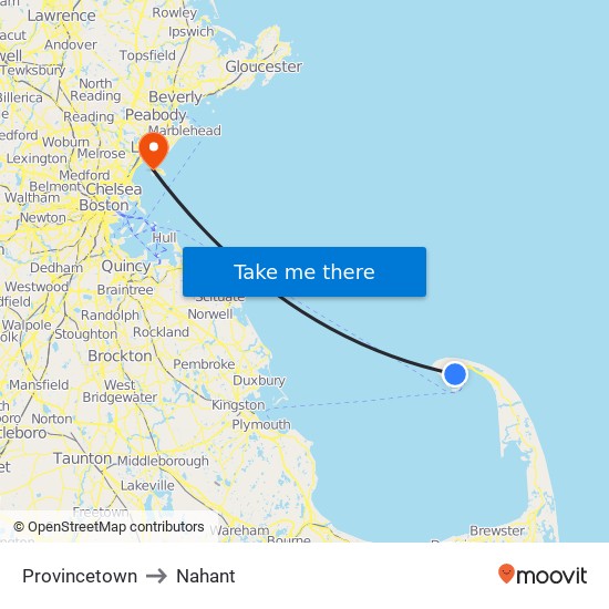 Provincetown to Nahant map